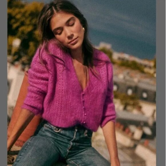 SEZANE Susanna Cardigan in Wisteria size Small - Picture 2 of 12